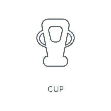 Kupası doğrusal simgesi. Kavramı kontur sembol tasarlamak. İnce grafik öğeleri illüstrasyon, beyaz bir arka plan, eps 10 anahat desen vektör.