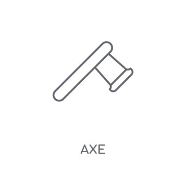 Balta doğrusal simgesi. Kavramı kontur sembolü tasarım balta. İnce grafik öğeleri illüstrasyon, beyaz bir arka plan, eps 10 anahat desen vektör.