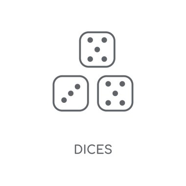 Dices doğrusal simgesi. Dices kavramı kontur sembolü tasarım. İnce grafik öğeleri illüstrasyon, beyaz bir arka plan, eps 10 anahat desen vektör.