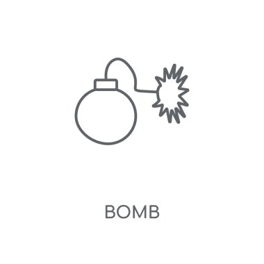 Bomba doğrusal simgesi. Bomba kavramı kontur sembolü tasarım. İnce grafik öğeleri illüstrasyon, beyaz bir arka plan, eps 10 anahat desen vektör.