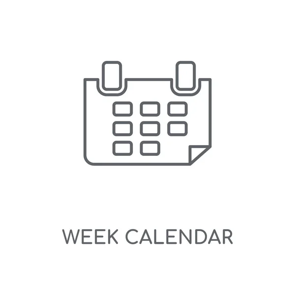 Week Calendar Linear Icon Week Calendar Concept Stroke Symbol Design — Stock Vector