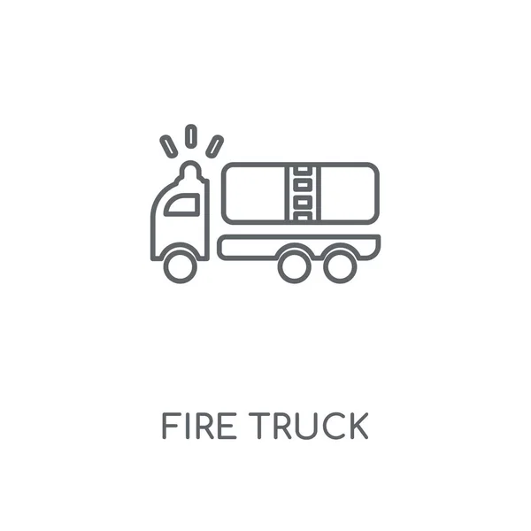 Camion Incendie Icône Linéaire Conception Symbole Course Camion Pompier Illustration — Image vectorielle