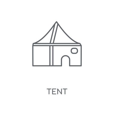 Çadır doğrusal simgesi. Çadır kavramı kontur sembolü tasarım. İnce grafik öğeleri illüstrasyon, beyaz bir arka plan, eps 10 anahat desen vektör.