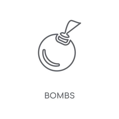 Bomba doğrusal simgesi. Bomba kavramı kontur sembolü tasarım. İnce grafik öğeleri illüstrasyon, beyaz bir arka plan, eps 10 anahat desen vektör.