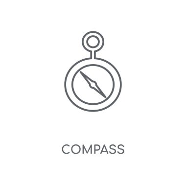 Pusula doğrusal simgesini. Kavramı kontur sembolü tasarım pusula. İnce grafik öğeleri illüstrasyon, beyaz bir arka plan, eps 10 anahat desen vektör.