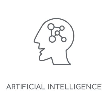 Yapay zeka doğrusal simgesi. Yapay zeka kavramı kontur sembolü tasarım. İnce grafik öğeleri illüstrasyon, beyaz bir arka plan, eps 10 anahat desen vektör.