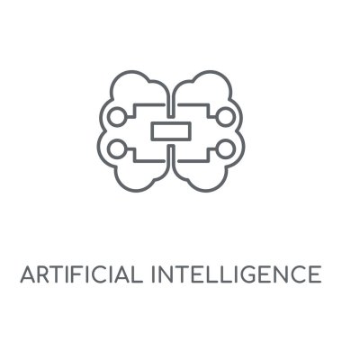 Yapay zeka doğrusal simgesi. Yapay zeka kavramı kontur sembolü tasarım. İnce grafik öğeleri illüstrasyon, beyaz bir arka plan, eps 10 anahat desen vektör.