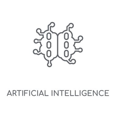 Yapay zeka doğrusal simgesi. Yapay zeka kavramı kontur sembolü tasarım. İnce grafik öğeleri illüstrasyon, beyaz bir arka plan, eps 10 anahat desen vektör.