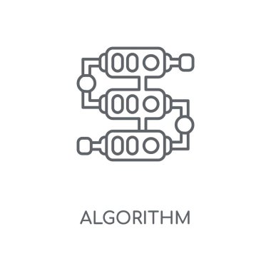 Algoritma doğrusal simgesi. Algoritma kavramı kontur sembolü tasarım. İnce grafik öğeleri illüstrasyon, beyaz bir arka plan, eps 10 anahat desen vektör.