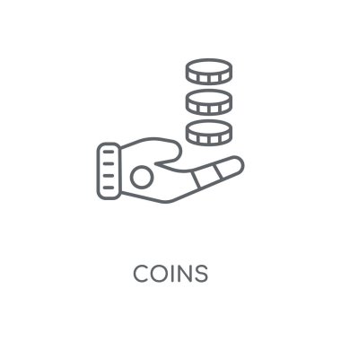 Paralar doğrusal simgesi. Kavramı kontur sembolü tasarım paraları. İnce grafik öğeleri illüstrasyon, beyaz bir arka plan, eps 10 anahat desen vektör.