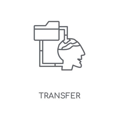 Doğrusal simgesi aktarın. Kavramı kontur sembolü tasarım aktarın. İnce grafik öğeleri illüstrasyon, beyaz bir arka plan, eps 10 anahat desen vektör.