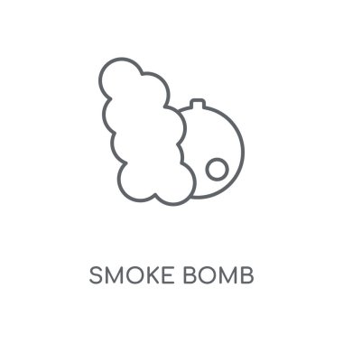 Duman bombası doğrusal simgesi. Duman bombası kavramı kontur sembolü tasarım. İnce grafik öğeleri illüstrasyon, beyaz bir arka plan, eps 10 anahat desen vektör.