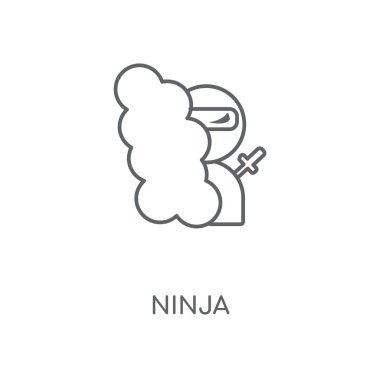 Ninja doğrusal simgesi. Ninja kavramı kontur sembolü tasarım. İnce grafik öğeleri illüstrasyon, beyaz bir arka plan, eps 10 anahat desen vektör.