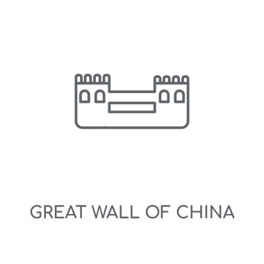 Çin Seddi doğrusal simgesi. Çin Seddi kavramı kontur sembolü tasarım. İnce grafik öğeleri illüstrasyon, beyaz bir arka plan, eps 10 anahat desen vektör.