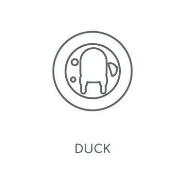 Ördek doğrusal simgesi. Ördek kavramı kontur sembolü tasarım. İnce grafik öğeleri illüstrasyon, beyaz bir arka plan, eps 10 anahat desen vektör.