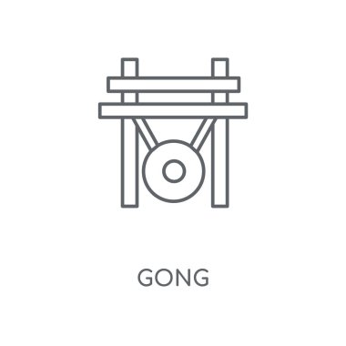 Gong doğrusal simgesi. Gong kavramı kontur sembolü tasarım. İnce grafik öğeleri illüstrasyon, beyaz bir arka plan, eps 10 anahat desen vektör.