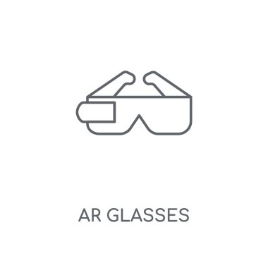AR gözlük doğrusal simgesi. AR gözlük kavramı kontur sembolü tasarım. İnce grafik öğeleri illüstrasyon, beyaz bir arka plan, eps 10 anahat desen vektör.