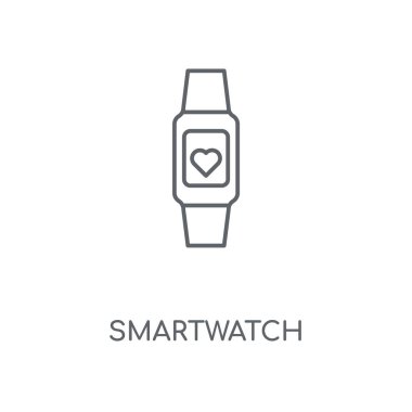 SmartWatch doğrusal simgesi. SmartWatch kavramı kontur sembolü tasarım. İnce grafik öğeleri illüstrasyon, beyaz bir arka plan, eps 10 anahat desen vektör.