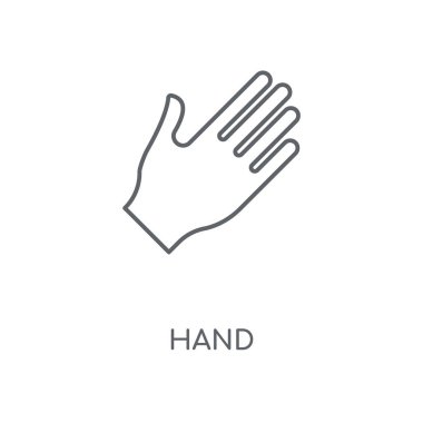 El doğrusal simgesi. El kavramı kontur sembolü tasarım. İnce grafik öğeleri illüstrasyon, beyaz bir arka plan, eps 10 anahat desen vektör.