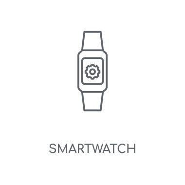SmartWatch doğrusal simgesi. SmartWatch kavramı kontur sembolü tasarım. İnce grafik öğeleri illüstrasyon, beyaz bir arka plan, eps 10 anahat desen vektör.