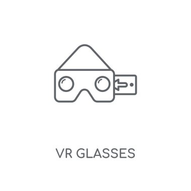 VR gözlük doğrusal simgesi. VR gözlük kavramı kontur sembolü tasarım. İnce grafik öğeleri illüstrasyon, beyaz bir arka plan, eps 10 anahat desen vektör.