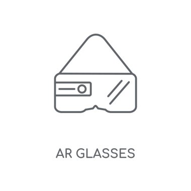 AR gözlük doğrusal simgesi. AR gözlük kavramı kontur sembolü tasarım. İnce grafik öğeleri illüstrasyon, beyaz bir arka plan, eps 10 anahat desen vektör.