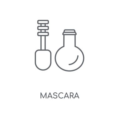 Maskara doğrusal simgesi. Maskara kavramı kontur sembolü tasarım. İnce grafik öğeleri illüstrasyon, beyaz bir arka plan, eps 10 anahat desen vektör.