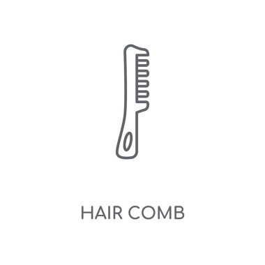 Saç tarak doğrusal simgesi. Saç tarak kavramı kontur sembolü tasarım. İnce grafik öğeleri illüstrasyon, beyaz bir arka plan, eps 10 anahat desen vektör.