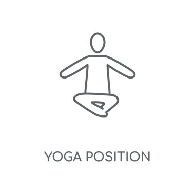 Yoga konumuna doğrusal simgesini. Yoga pozisyon kavramı kontur sembolü tasarım. İnce grafik öğeleri illüstrasyon, beyaz bir arka plan, eps 10 anahat desen vektör.