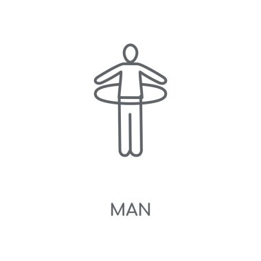 Adam doğrusal simgesi. Adam kavramı kontur sembolü tasarım. İnce grafik öğeleri illüstrasyon, beyaz bir arka plan, eps 10 anahat desen vektör.