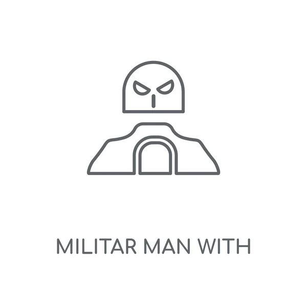Militar Man Med Linjär Skyddsikonen Utrustning Militar Man Med Skydd — Stock vektor