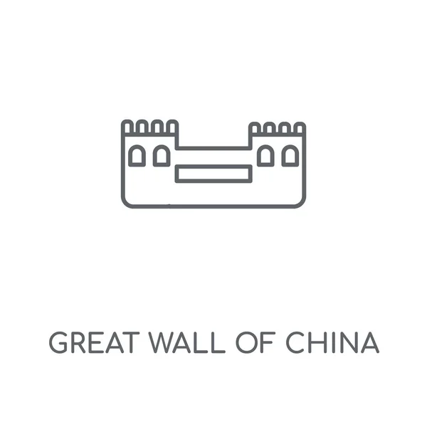 Große Mauer Aus Porzellan Lineare Ikone Große Wand Aus Porzellan — Stockvektor