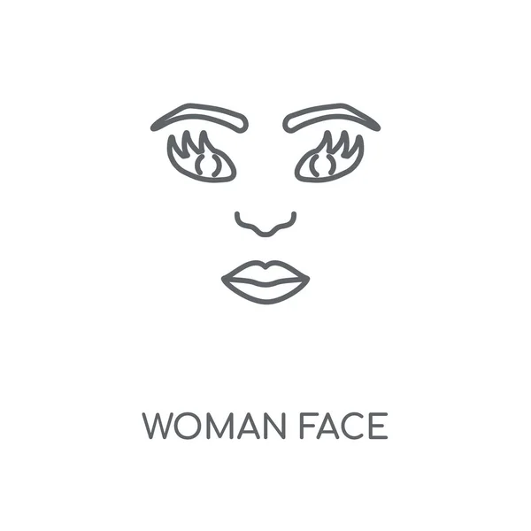 Femme Visage Icône Linéaire Concept Visage Femme Avc Symbole Design — Image vectorielle