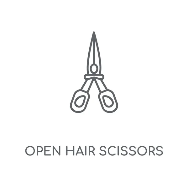 Lineární Ikonu Otevřít Vlasy Nůžky Nezakryté Vlasy Nůžky Koncept Tahu — Stockový vektor