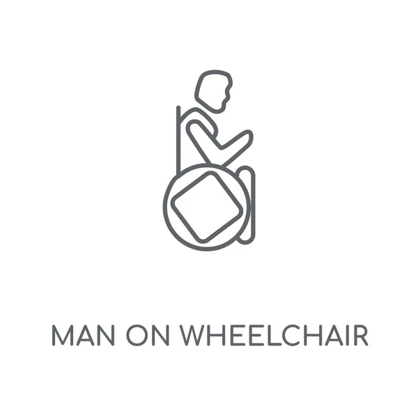 Homme Fauteuil Roulant Icône Linéaire Conception Symbole Course Concept Homme — Image vectorielle