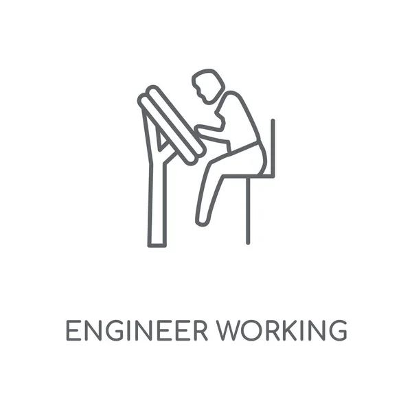 Engineer Working Linear Icon Engineer Working Concept Stroke Symbol Design — Stock Vector