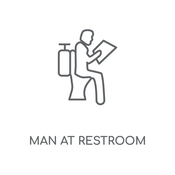 Mann Auf Toilette Lineares Symbol Mann Auf Toilette Konzept Schlaganfall — Stockvektor