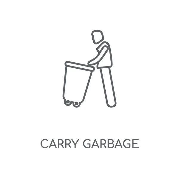 Porter Des Ordures Icône Linéaire Carry Garbage Concept Course Symbole — Image vectorielle