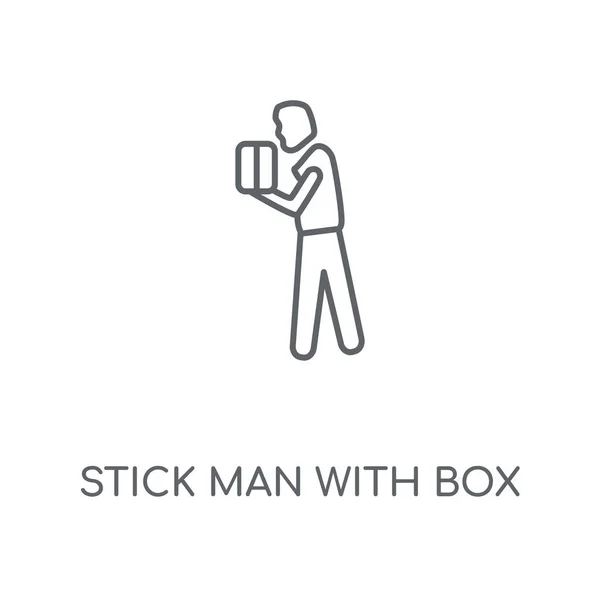 Stick Man Ikonu Lineární Pole Stick Man Box Koncepce Tahu — Stockový vektor