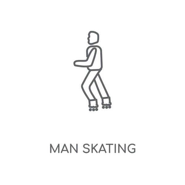 Ícone Linear Man Skating Projeto Símbolo Curso Conceito Patinação Homem — Vetor de Stock