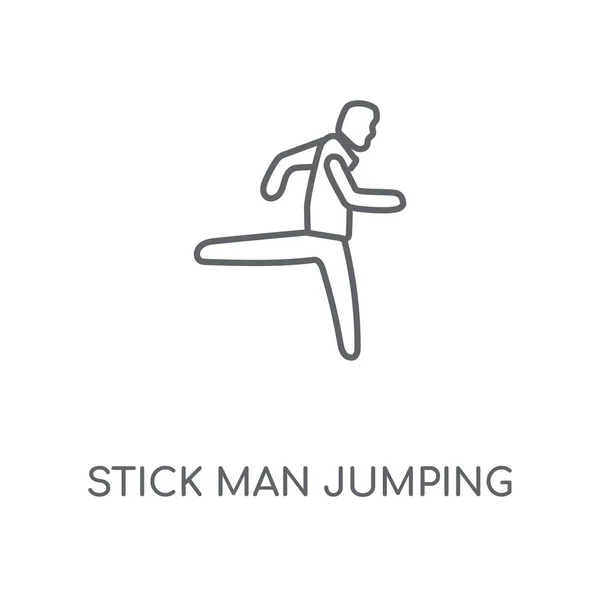 Stick Man Saltando Icono Lineal Stick Man Diseño Símbolo Carrera — Vector de stock