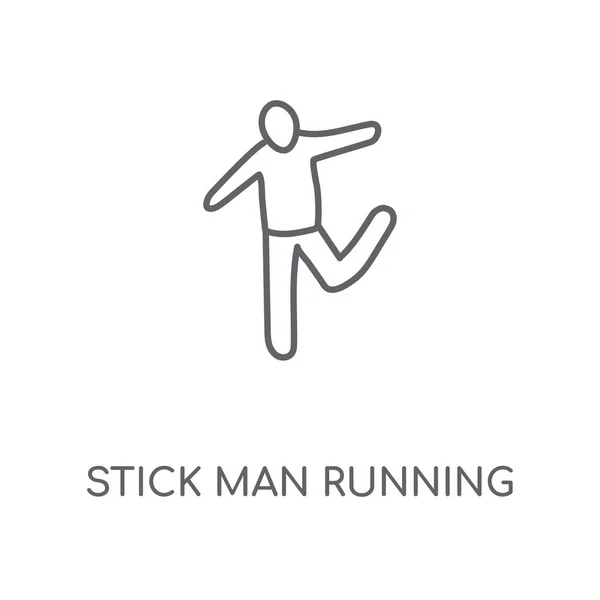 Stick Man Running Lineární Ikona Stick Man Running Koncept Tahu — Stockový vektor