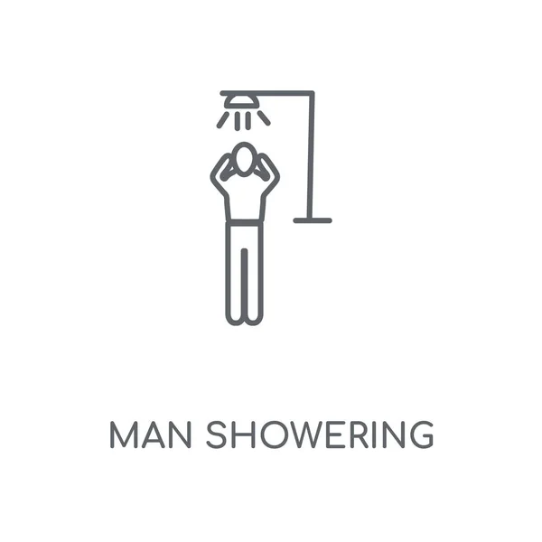 Muž Sprchování Lineární Ikona Muž Sprchování Koncept Tahu Symbol Design — Stockový vektor