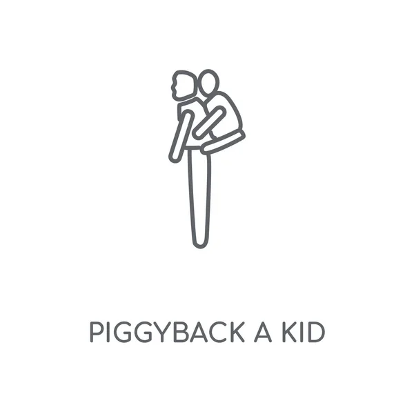 Piggyback Une Icône Linéaire Kid Piggyback Une Conception Symbole Coup — Image vectorielle