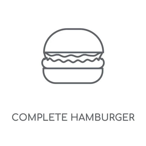 完全なハンバーガー線形アイコン ハンバーガーの概念ストローク シンボル デザインを完了します 薄いグラフィック要素ベクトル イラスト 白い背景 Eps の概要パターン — ストックベクタ