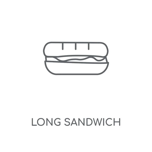 長いサンドイッチ線形アイコン 長いサンドイッチ コンセプト ストローク シンボル デザイン 薄いグラフィック要素ベクトル イラスト 白い背景 Eps — ストックベクタ