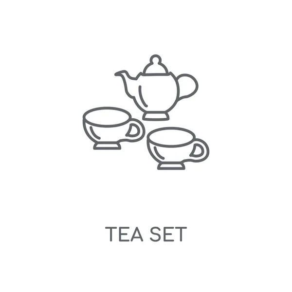 茶具线性图标 茶具概念笔画符号设计 薄的图形元素向量例证 在白色背景上的轮廓样式 Eps — 图库矢量图片