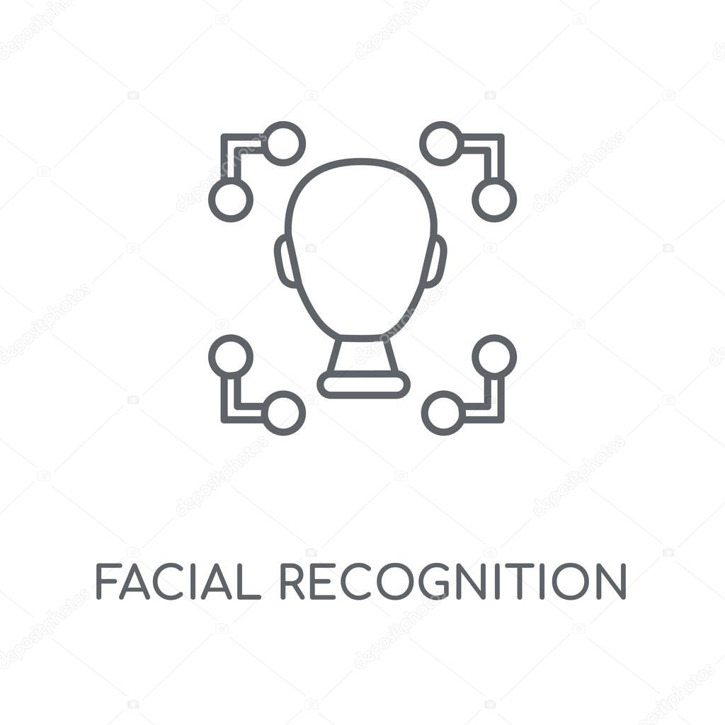 Facial recognition linear icon. Facial recognition concept stroke symbol design. Thin graphic elements vector illustration, outline pattern on a white background, eps 10.