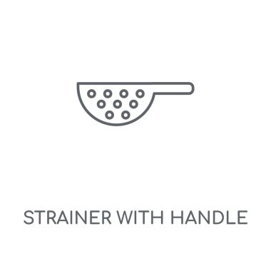 Tutamaç doğrusal simgesi ile süzgeç. Süzgeç kolu kavramı kontur sembol tasarımı ile. İnce grafik öğeleri illüstrasyon, beyaz bir arka plan, eps 10 anahat desen vektör.