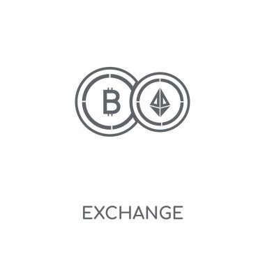 Exchange doğrusal simgesi. Exchange kavramı kontur sembolü tasarım. İnce grafik öğeleri illüstrasyon, beyaz bir arka plan, eps 10 anahat desen vektör.